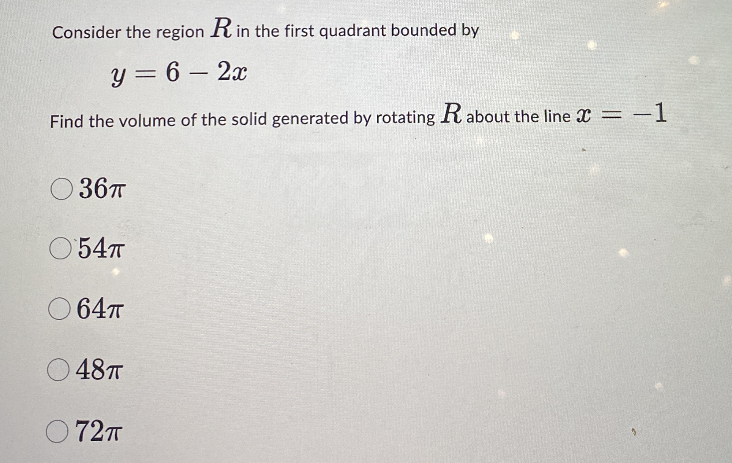 Consider the region R in the first quadrant
