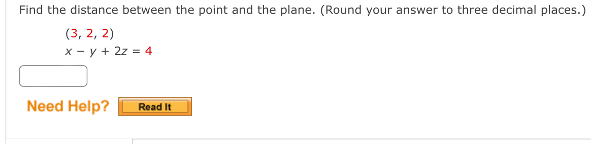 Find the distance between the point and the