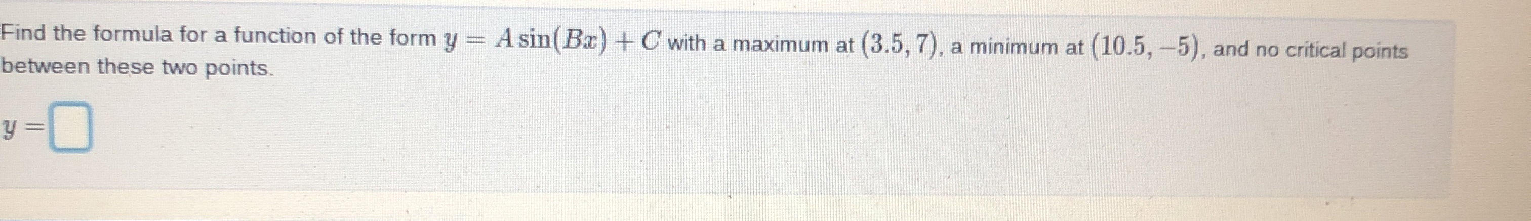 Find the formula for a function of the form y =
