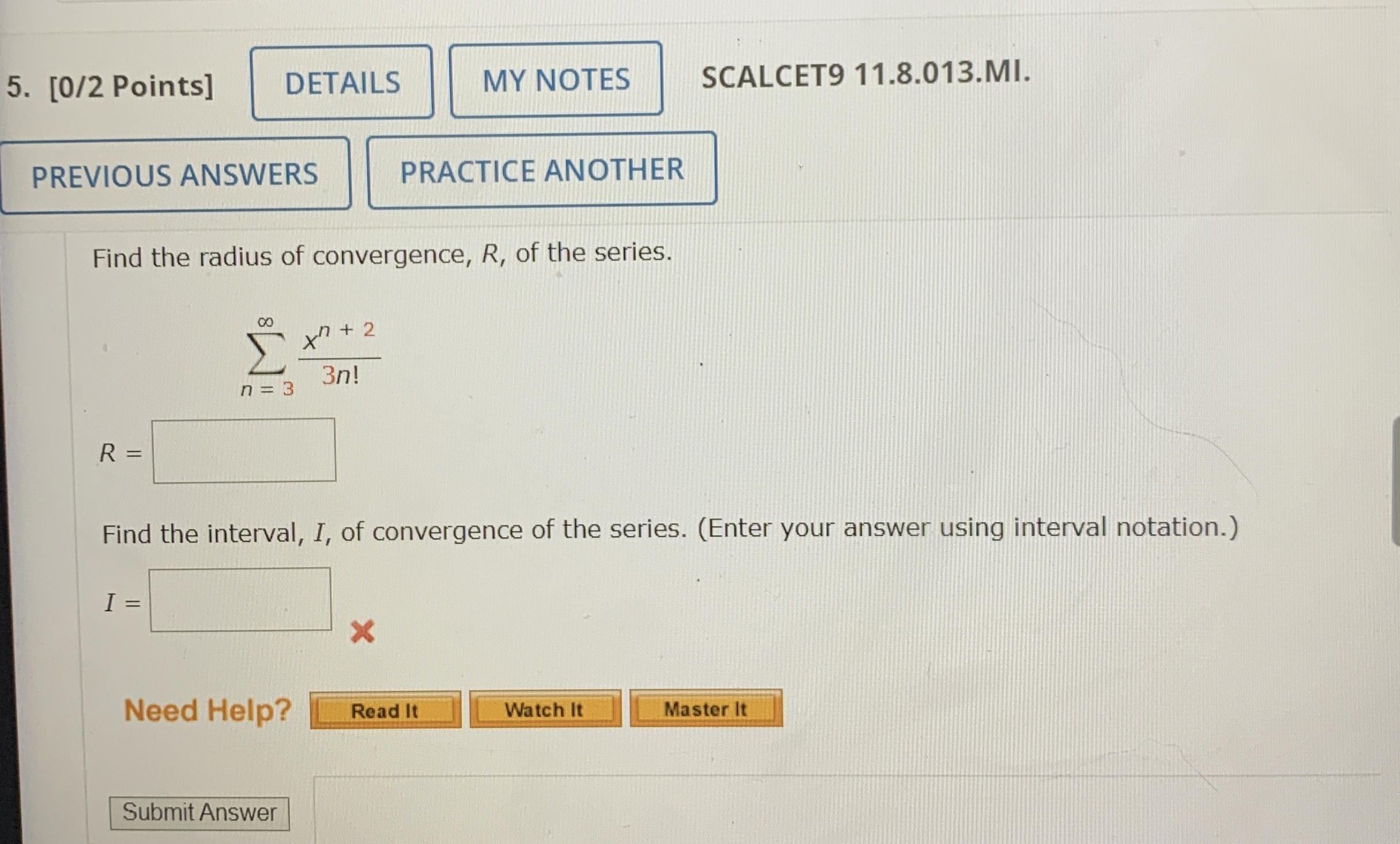 [ 0 / 2 Points ] SCALCET 9 1 1 . 8 . 0 1 3 . MI .