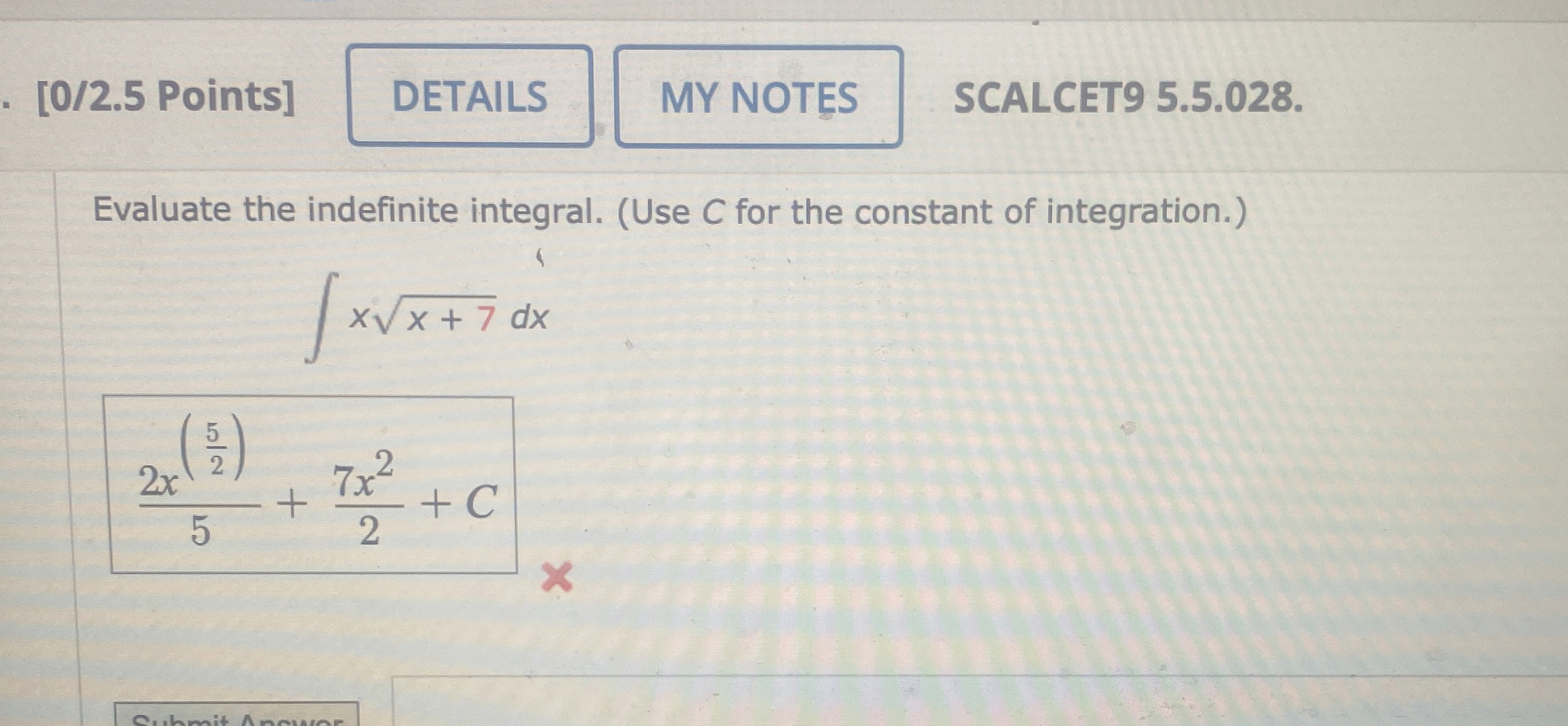 [ 0 / 2 . 5 Points ] SCALCET 9 5 . 5 . 0 2 8 .