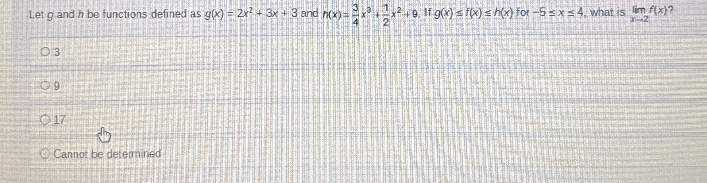 Let g and h be functions defined as g ( x ) = 2 x