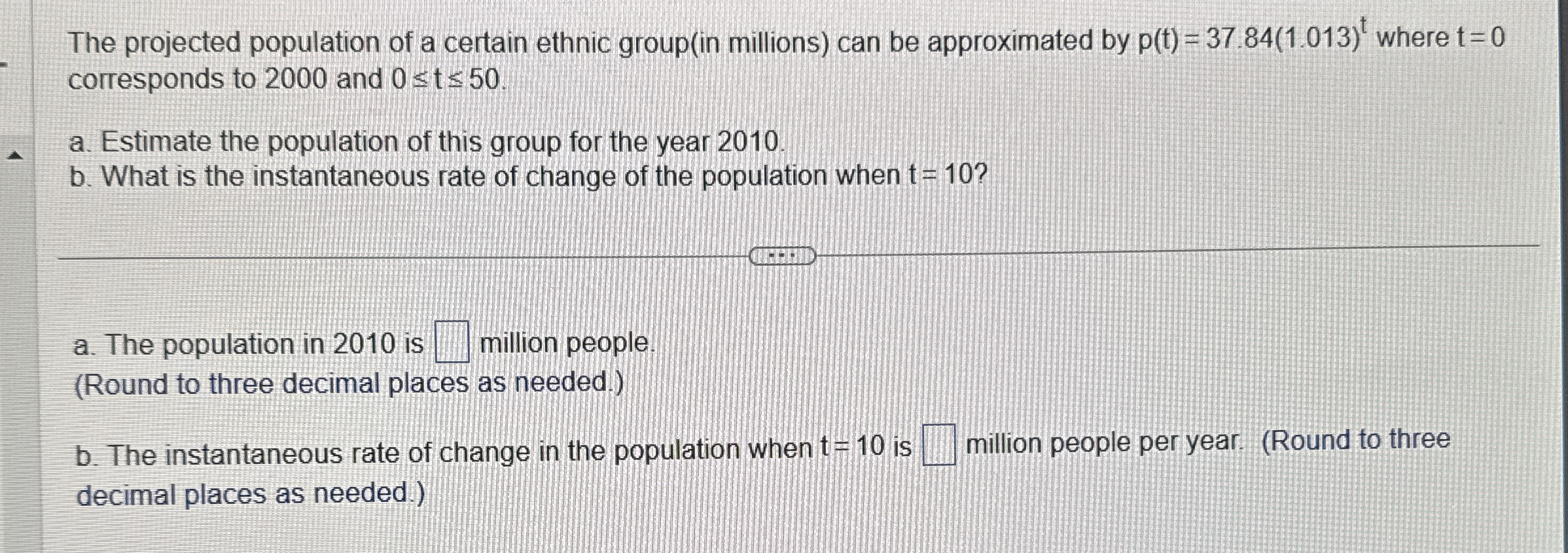 The projected population of a certain ethnic