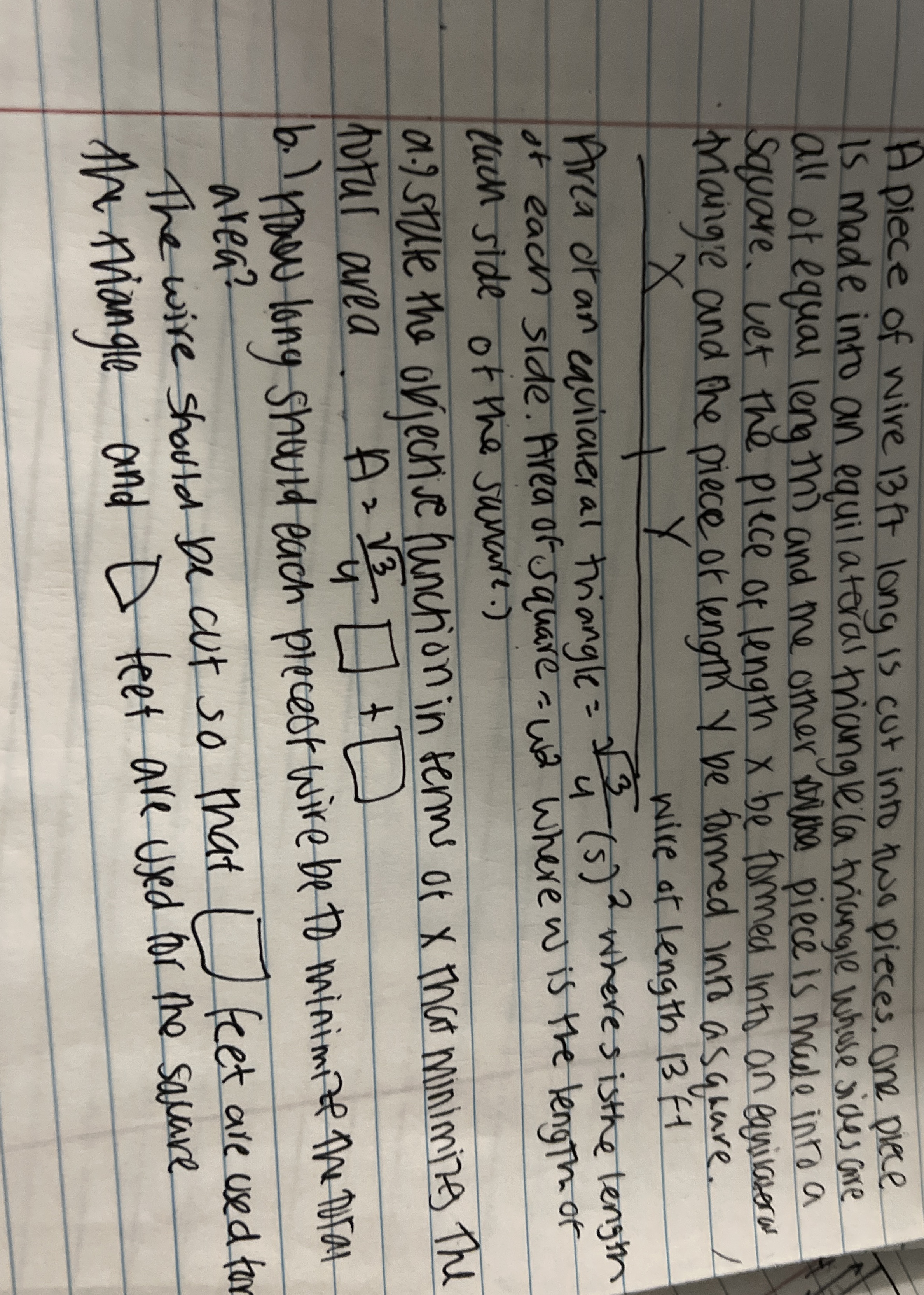 OA plece of wire 1 3 it long is cut into two