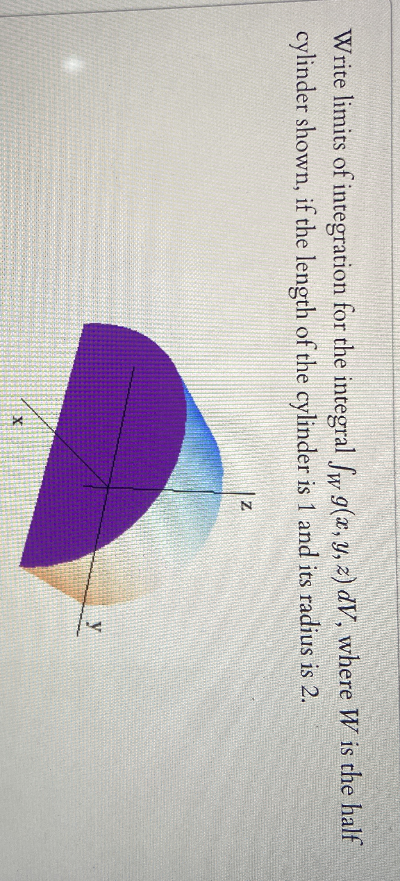 Write limits of integration for the integral W g