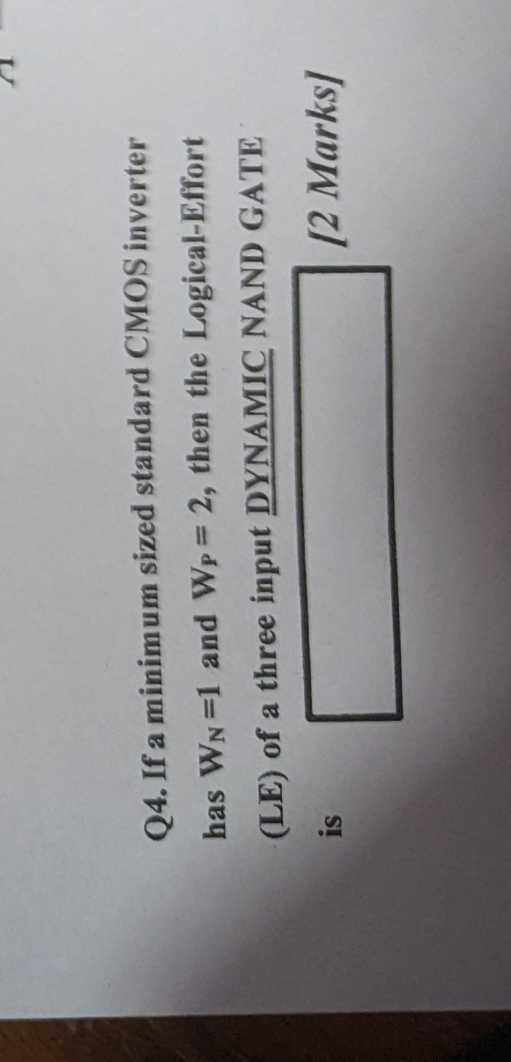 Q 4 . If a minimum sized standard CMOS inverter