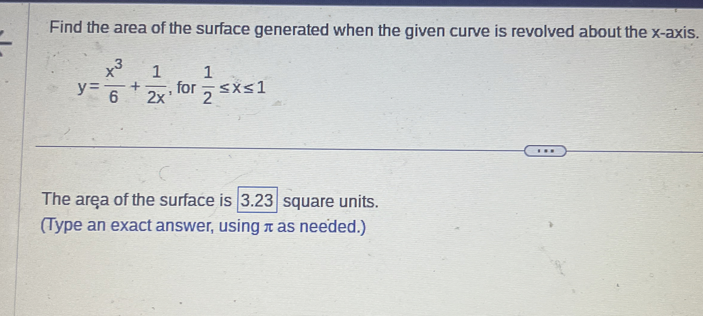 Find the area of the surface generated when the