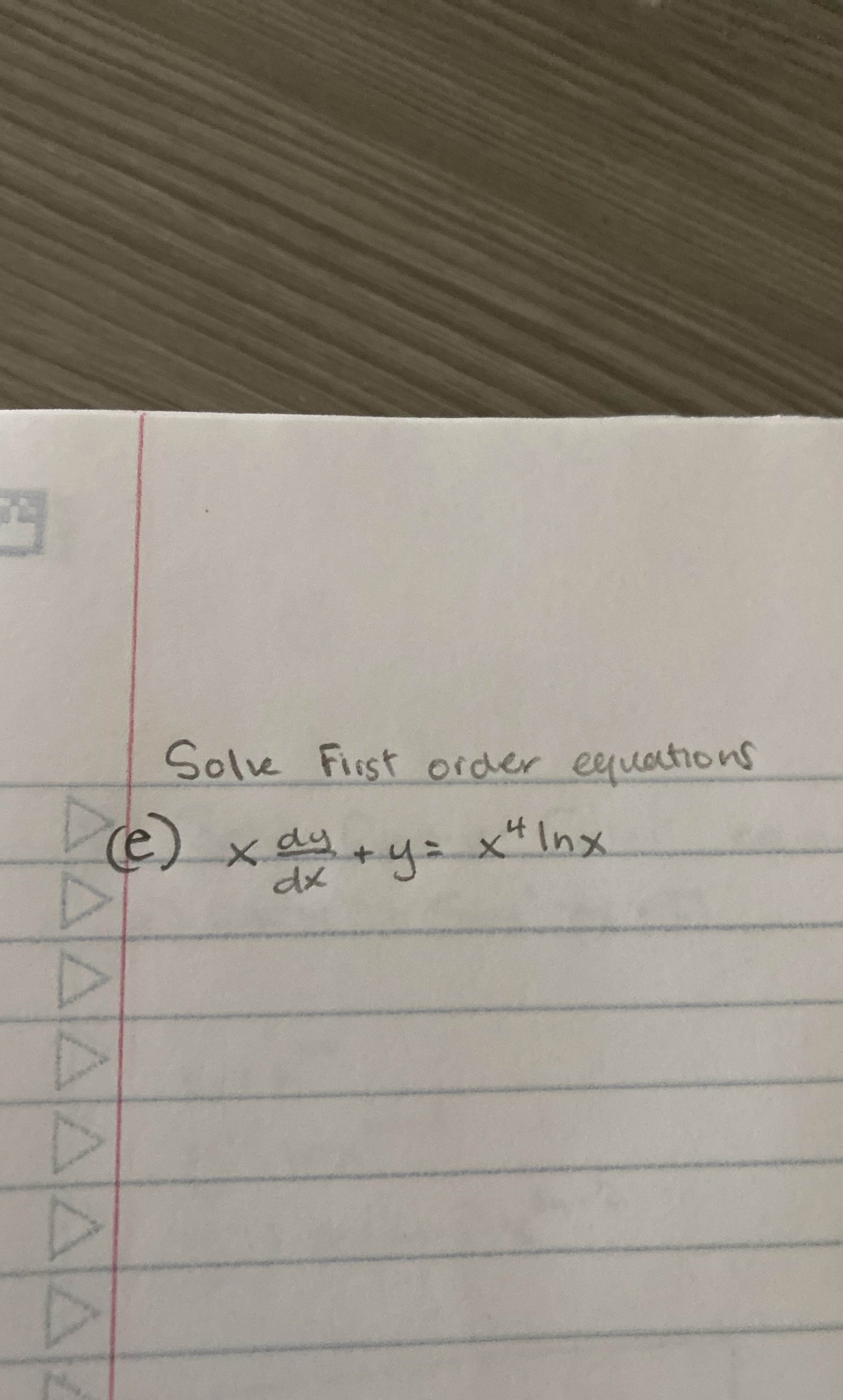 Solve First order equations ( e ) x d y d x + y =