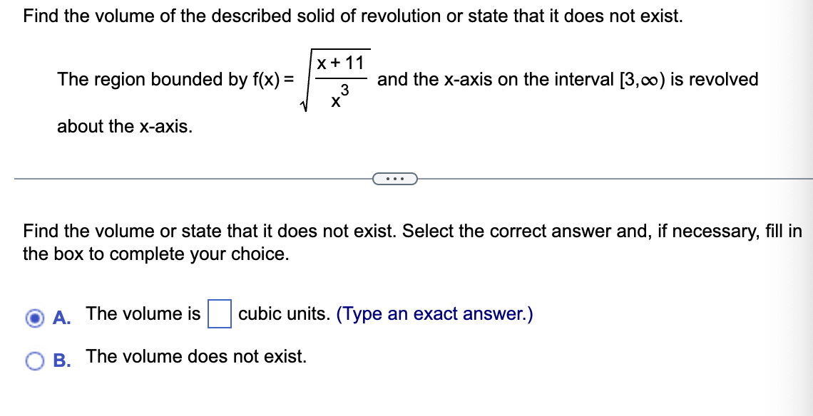 Find the volume or state that it does not exist.