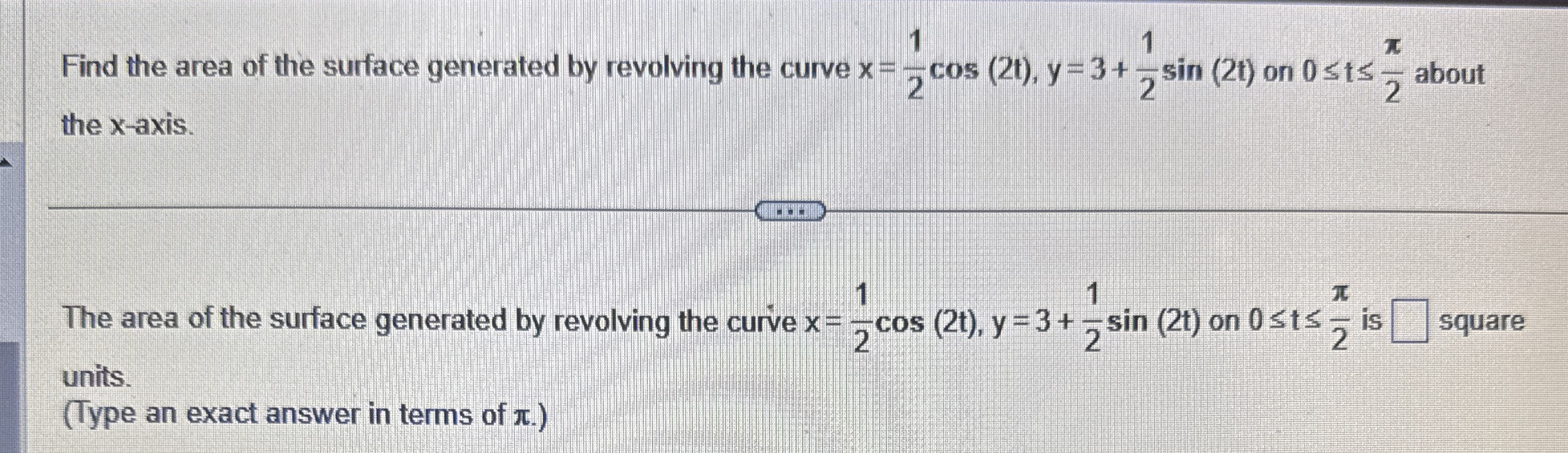 Find the area of the surface generated by