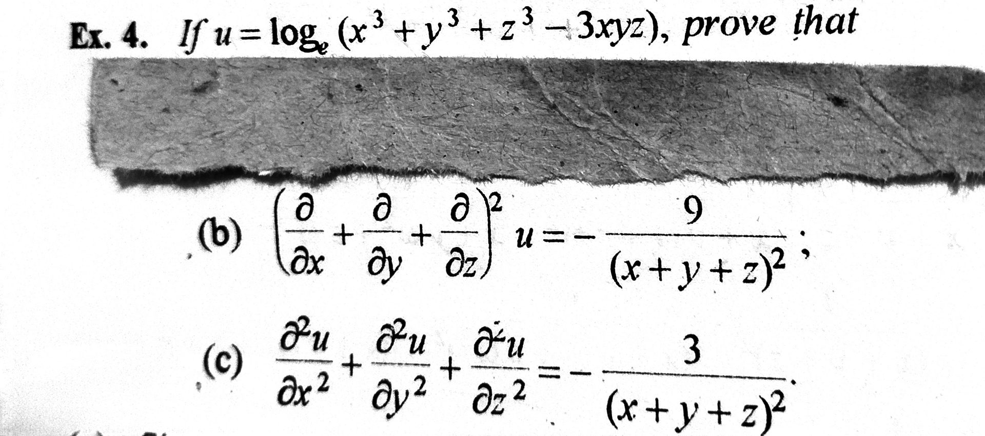 Ex . 4 . If u = l o g e ( x 3 + y 3 + z 3 - 3 x y