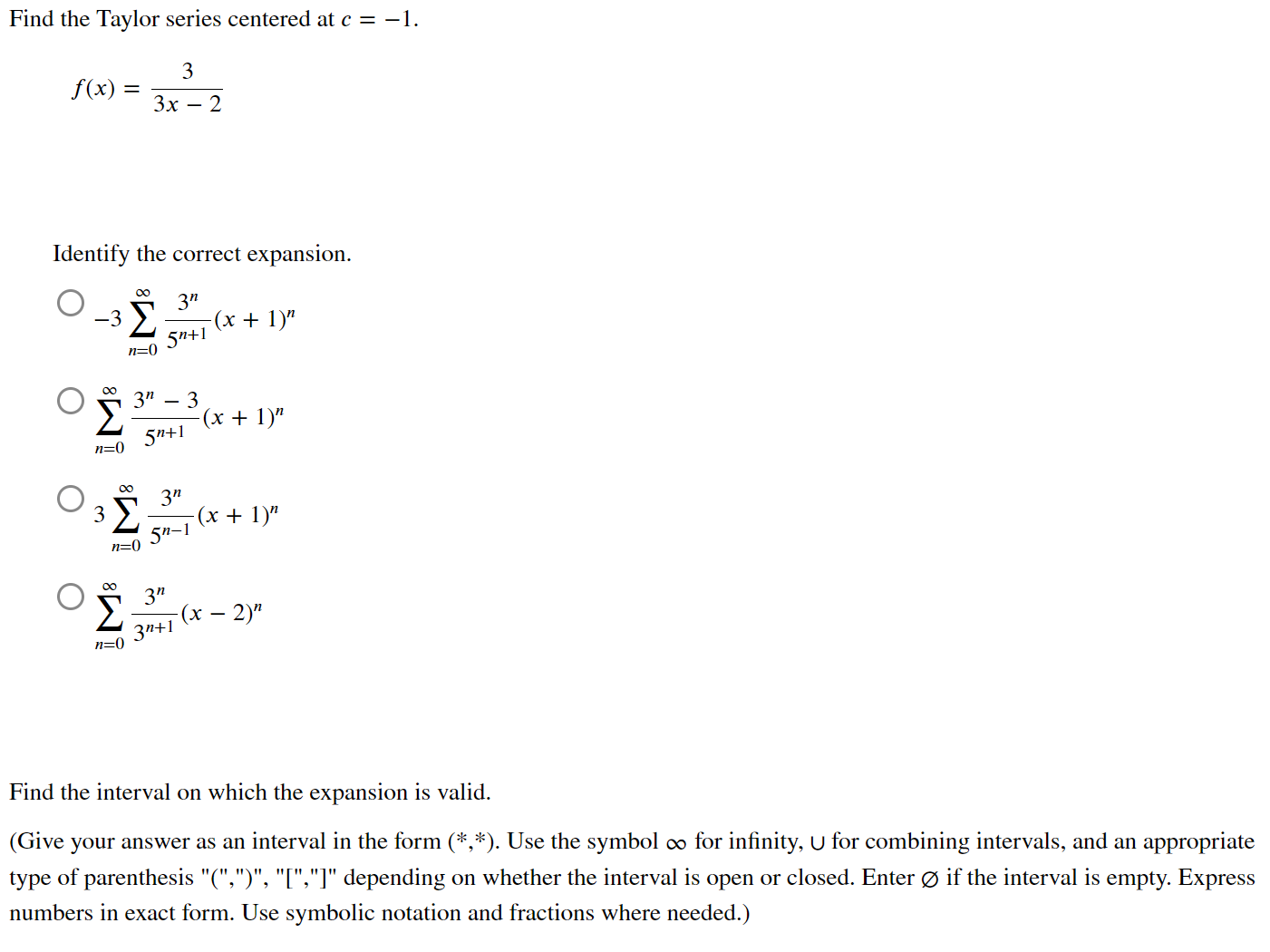 Find the interval on which the expansion is