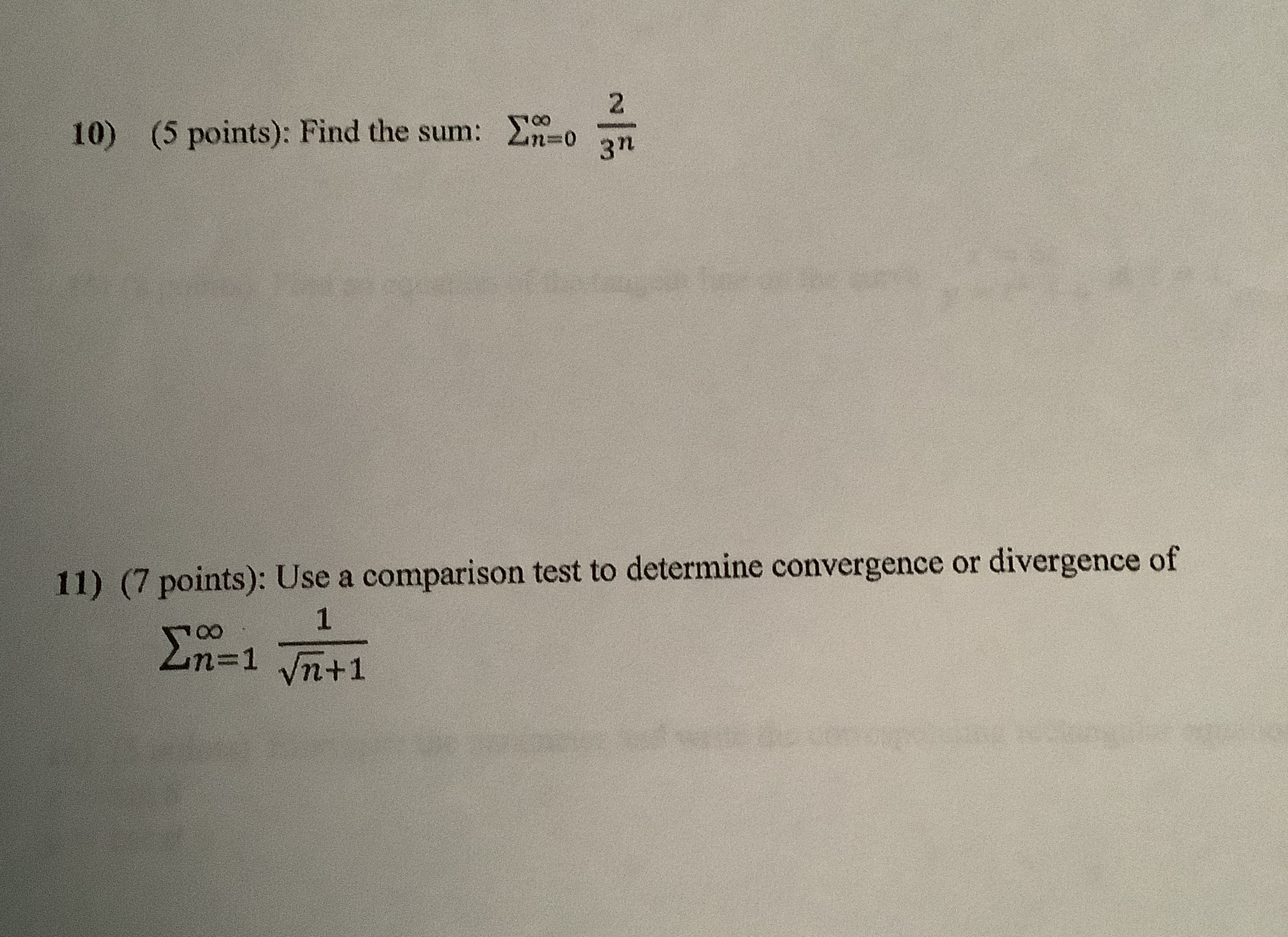 ( 5 points ) : Find the sum: n = 0 2 3 n ( 7