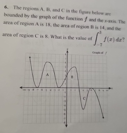 The regions A , B , and C in the figure below are