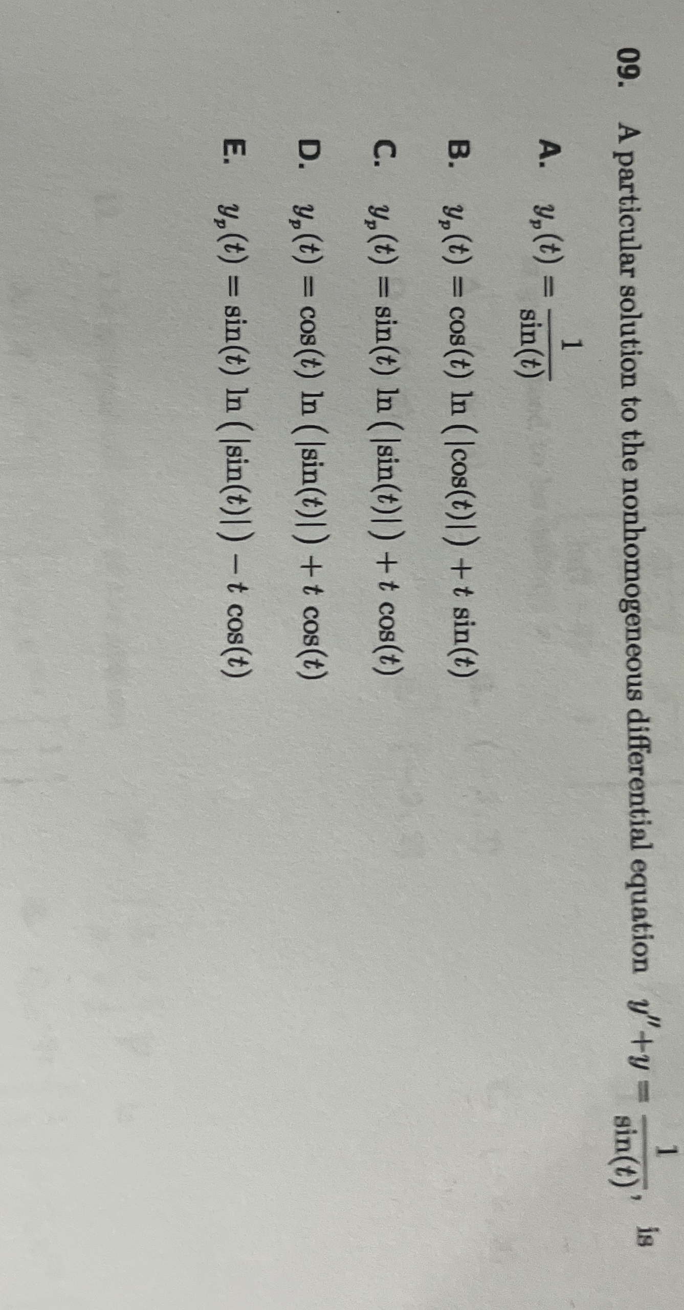 A particular solution to the nonhomogeneous