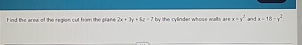 Find the area of the region cut from the plane 2