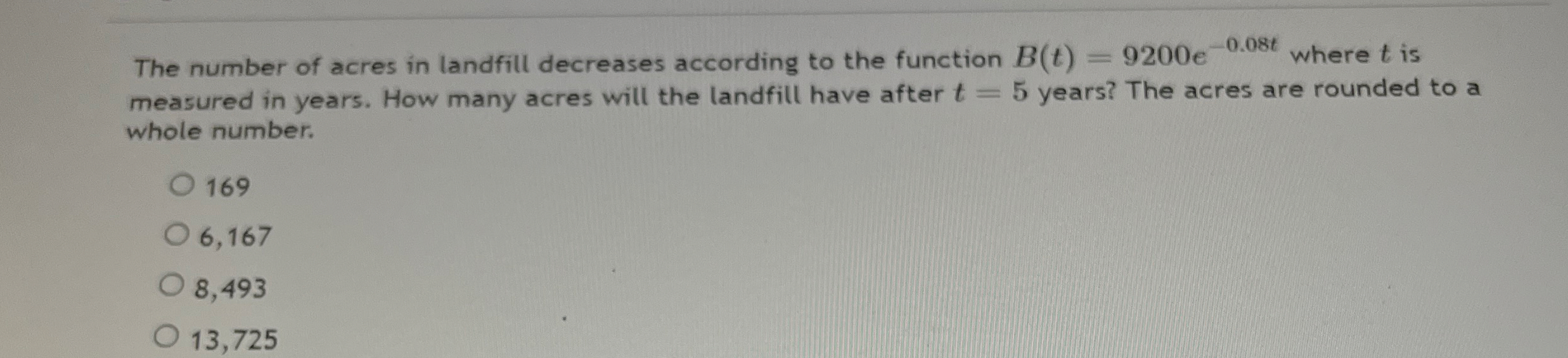 The number of acres in landfill decreases