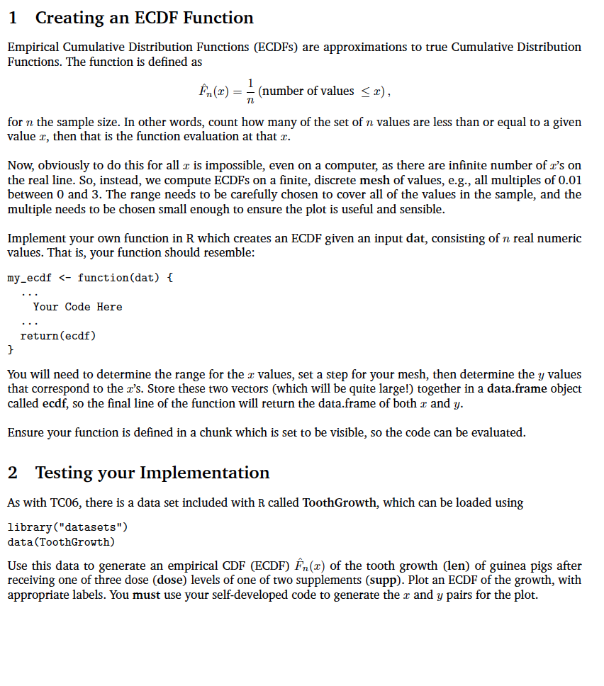 1 Creating an ECDF Function Empirical Cumulative
