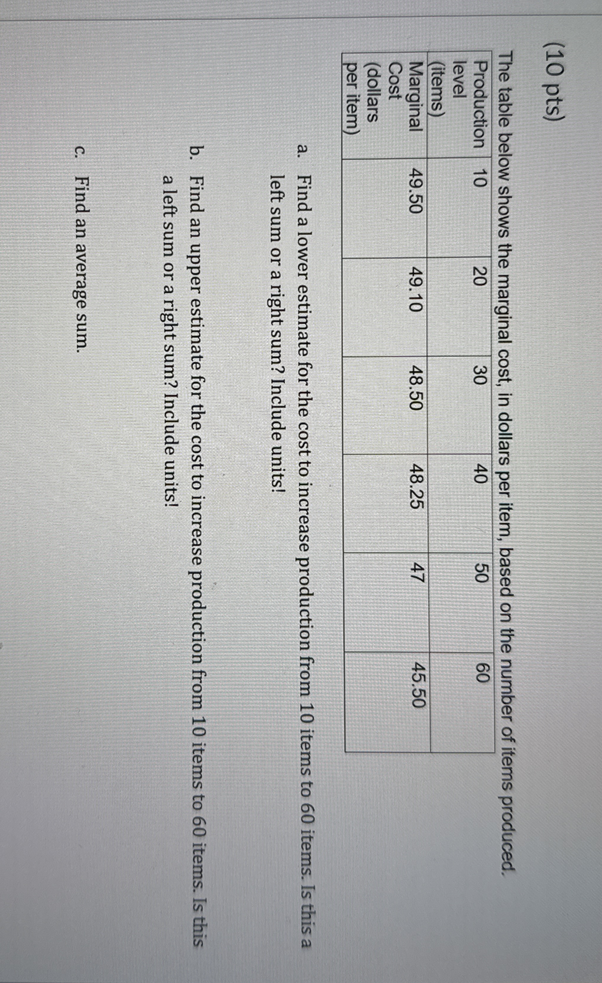 ( 1 0 pts ) The table below shows the marginal