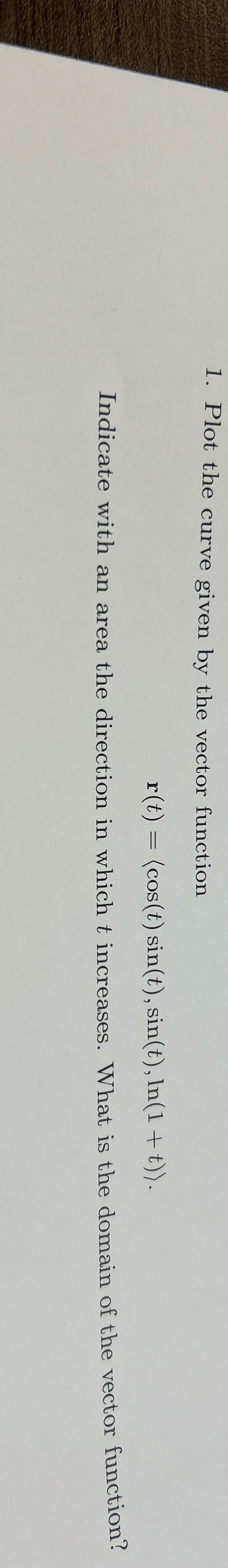 Plot the curve given by the vector function )