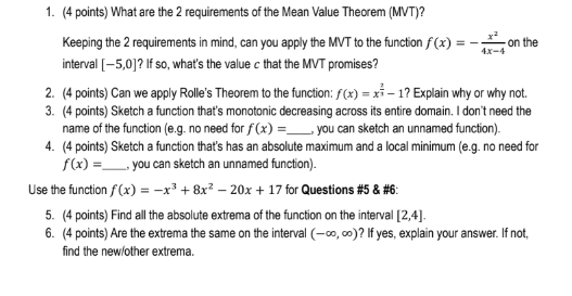 ( 4 points ) What are the 2 requirements of the