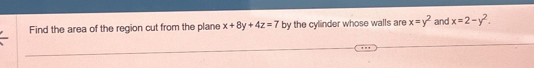 Find the area of the region cut from the plane x