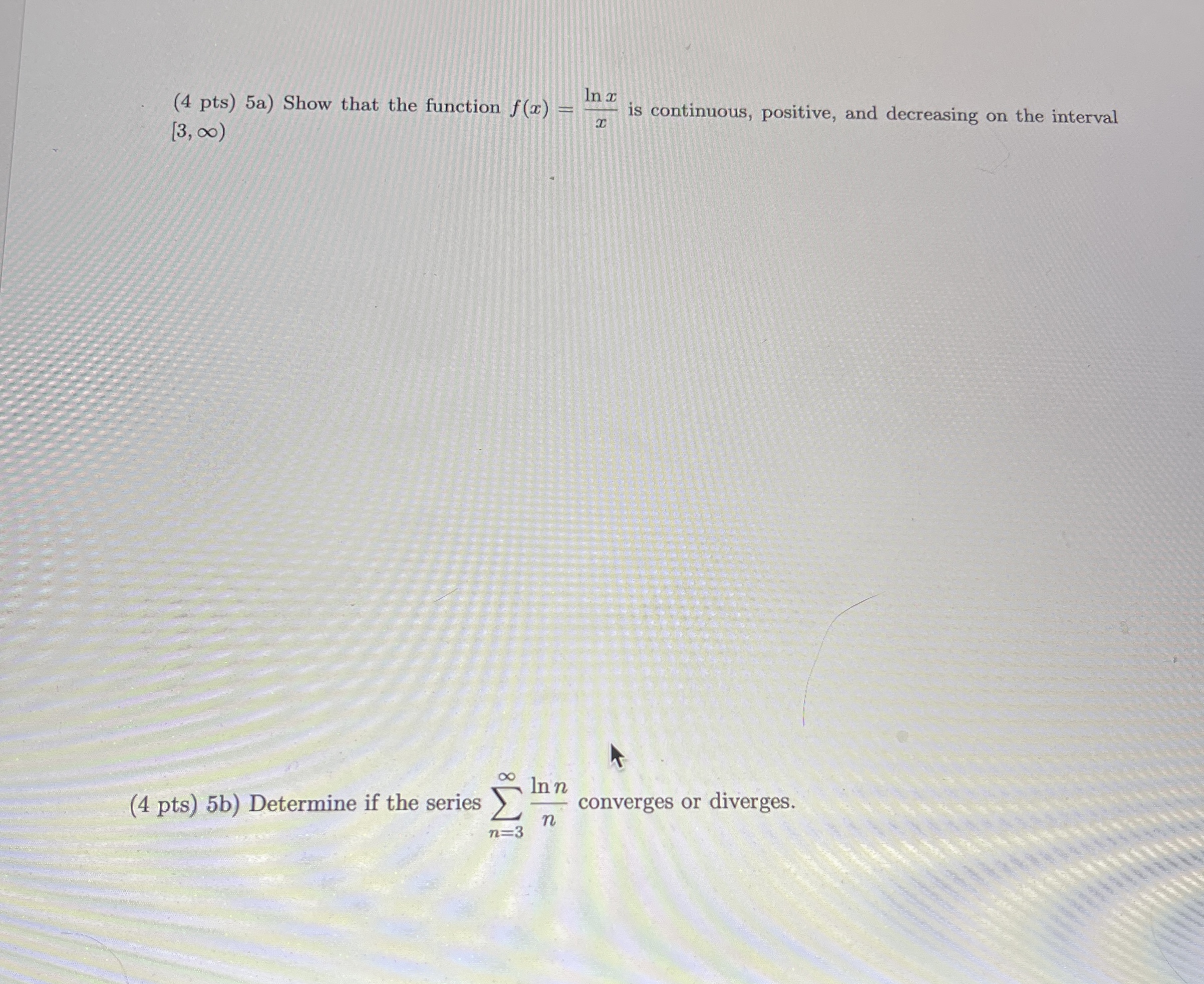 ( 4 p t s ) 5 a ) Show that the function f ( x )