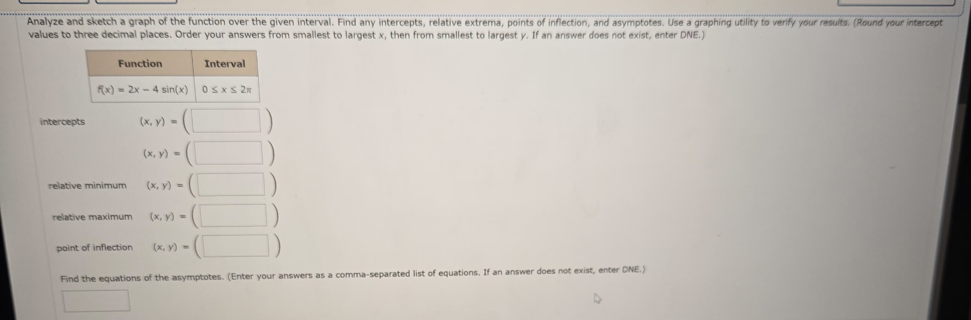 Analyze and sketch a graph of the function over
