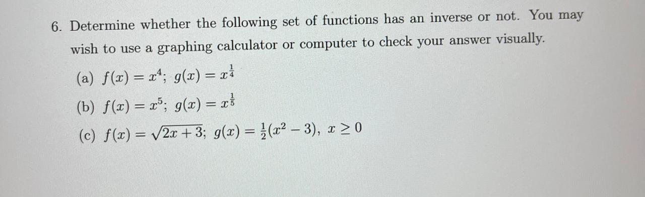 Determine whether the following set of functions