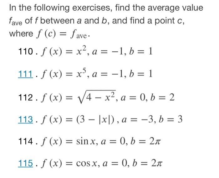 In the following exercises, find the average