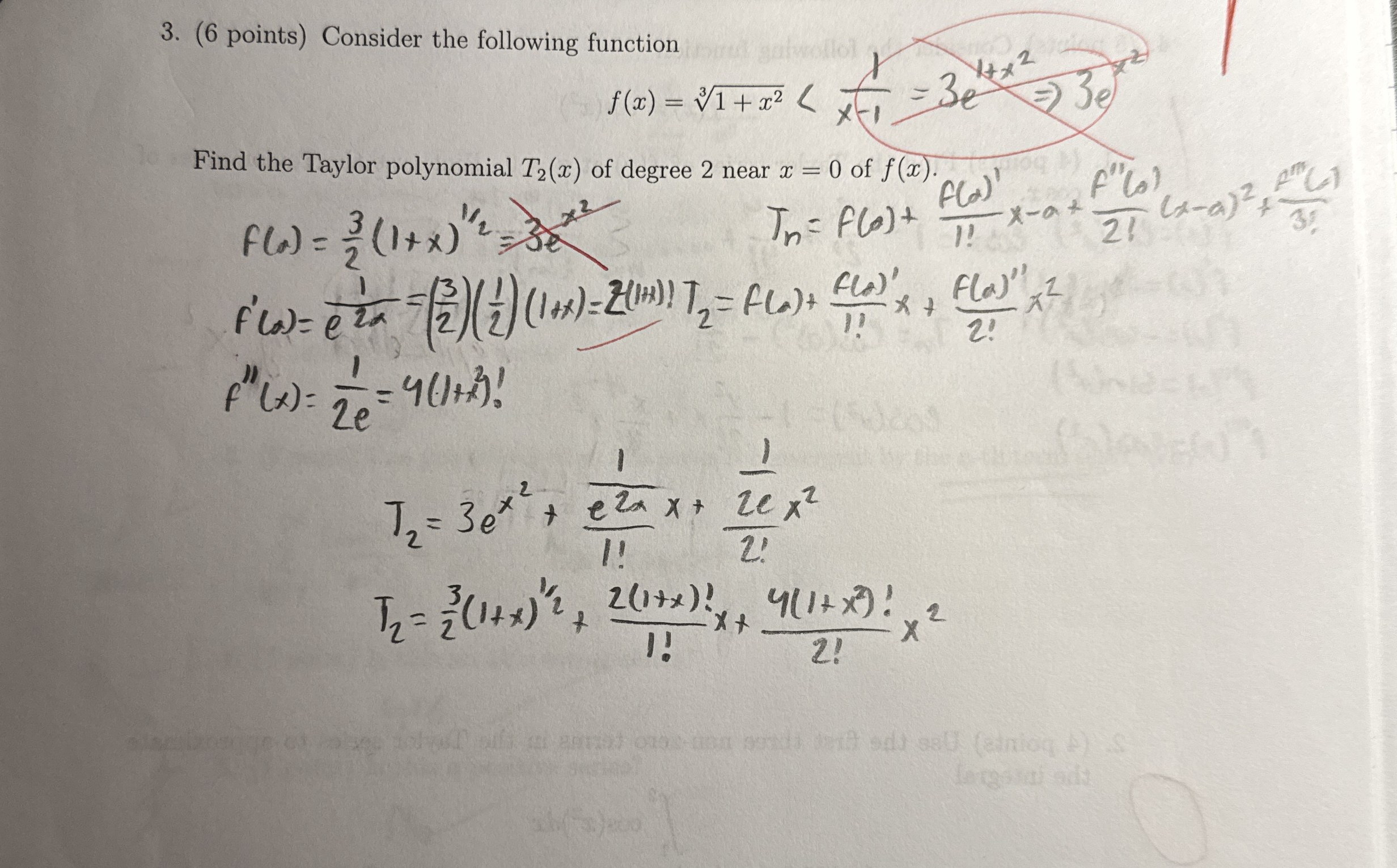 ( 6 points ) Consider the following function f (
