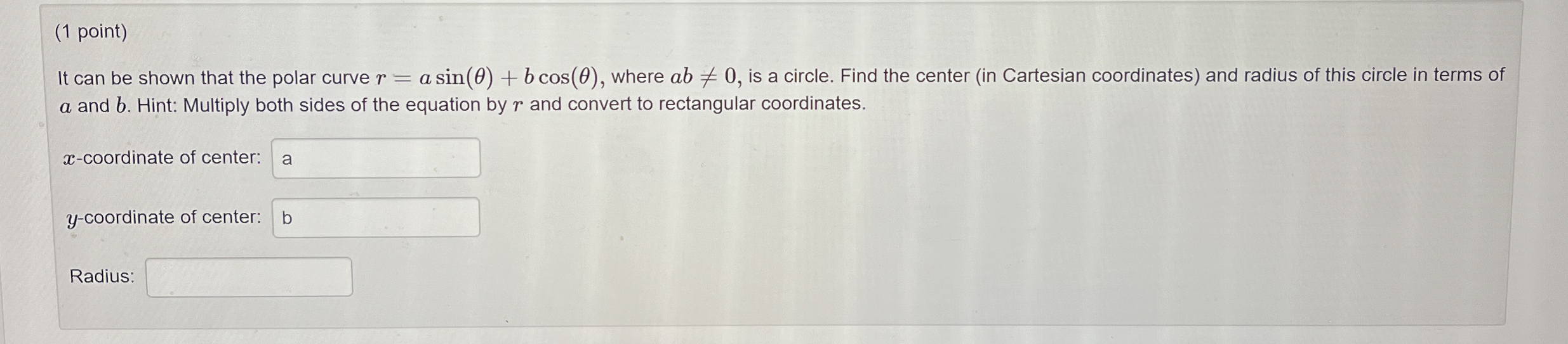 ( 1 point ) It can be shown that the polar curve