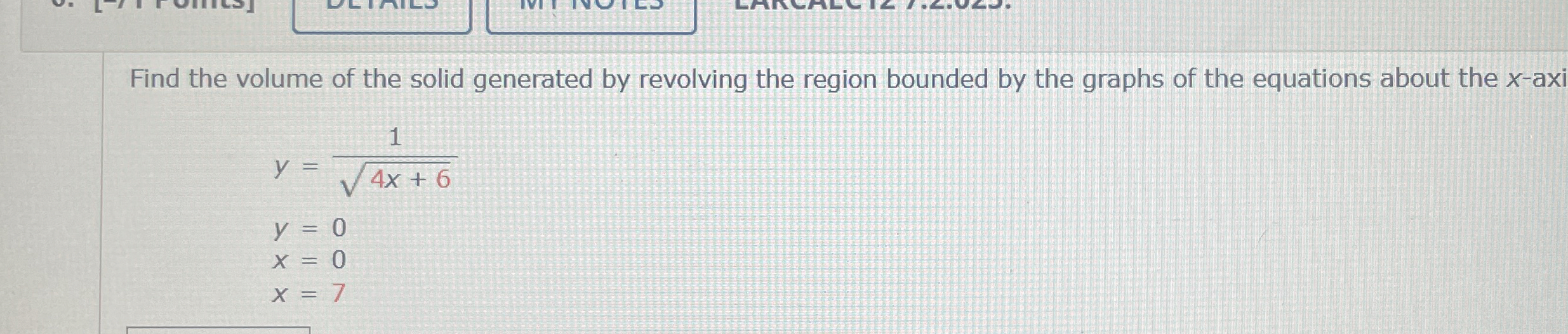 Find the volume of the solid generated by