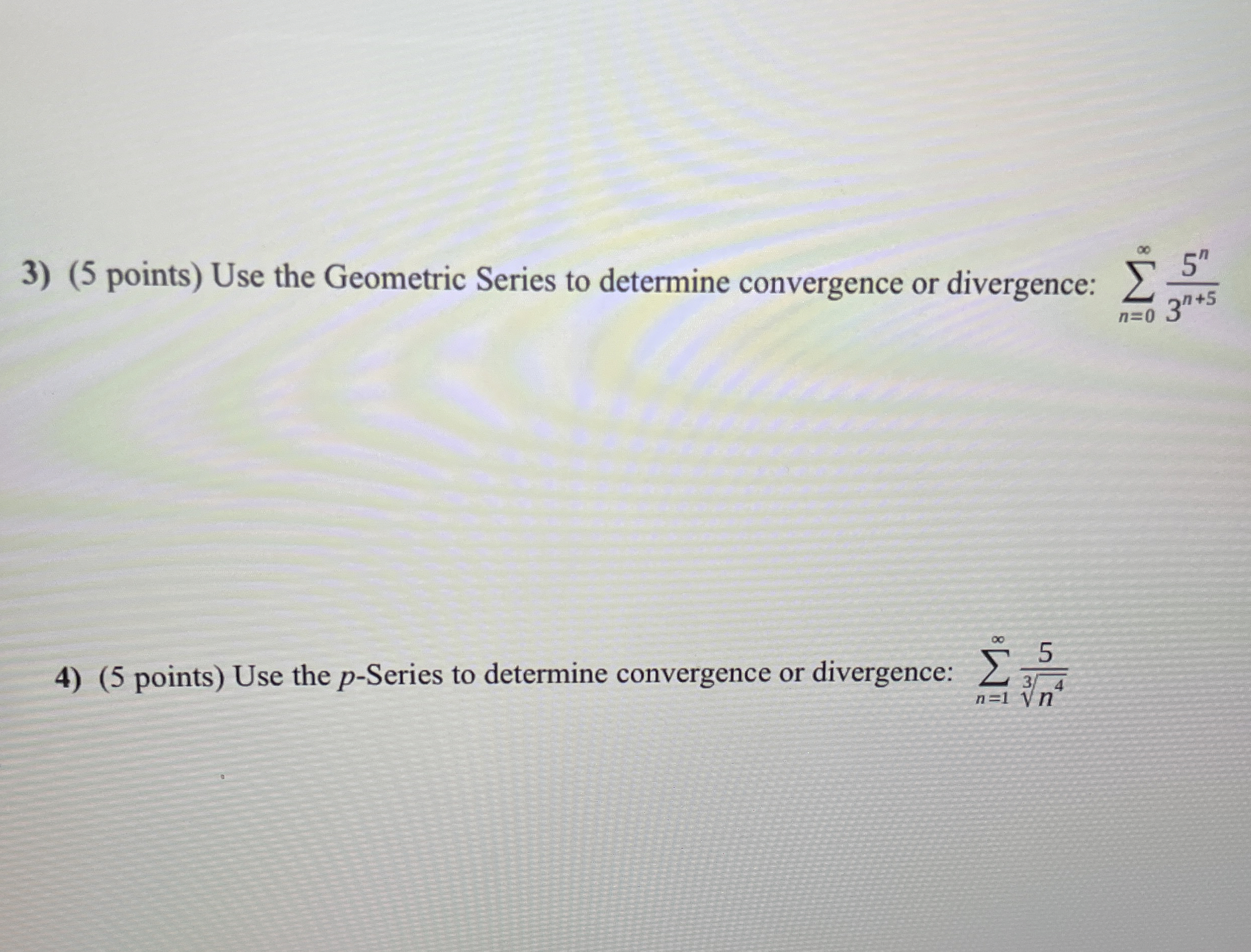 ( 5 points ) Use the Geometric Series to