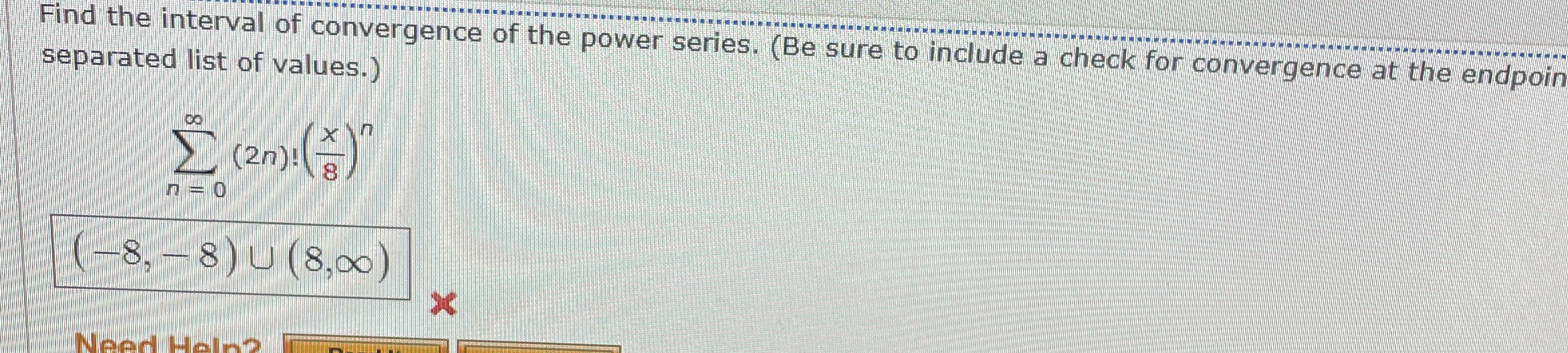 Find the interval of convergence of the power