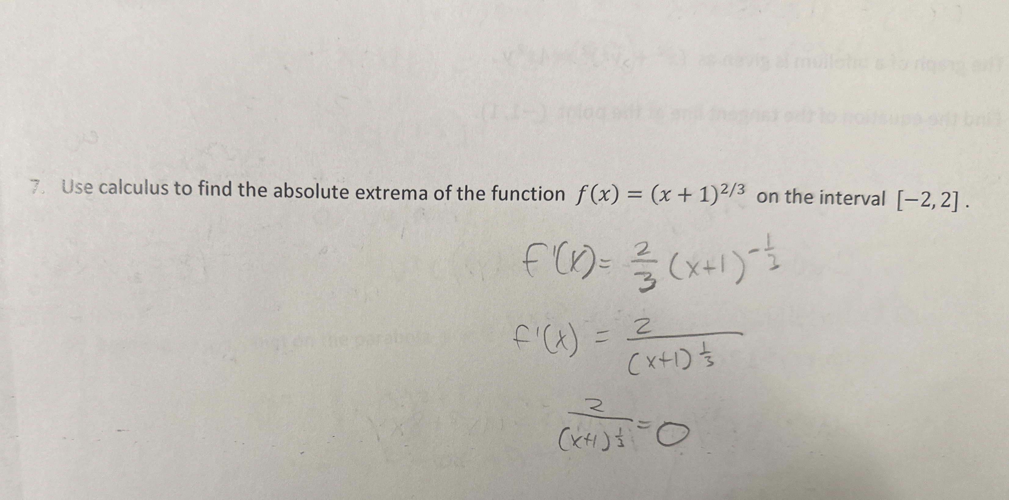 Use calculus to find the absolute extrema of the