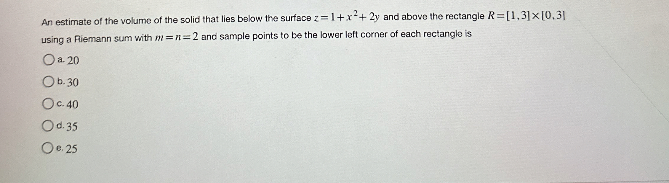 An estimate of the volume of the solid that lies