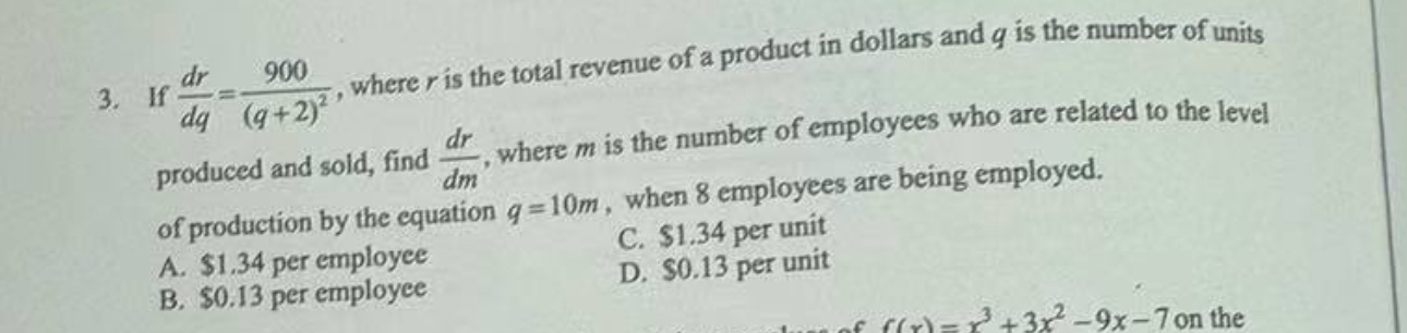 If d r d q = 9 0 0 ( q + 2 ) 2 , where r is the