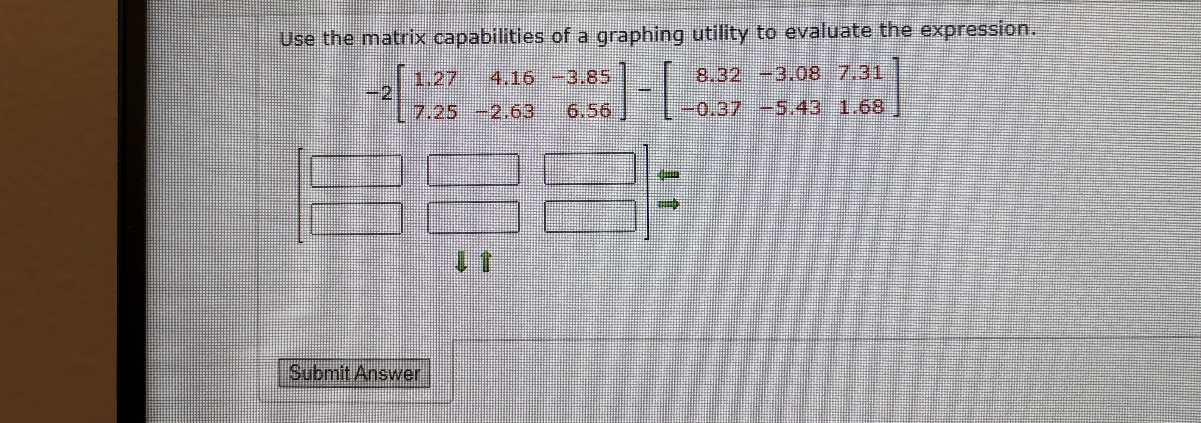 Use the matrix capabilities of a graphing utility
