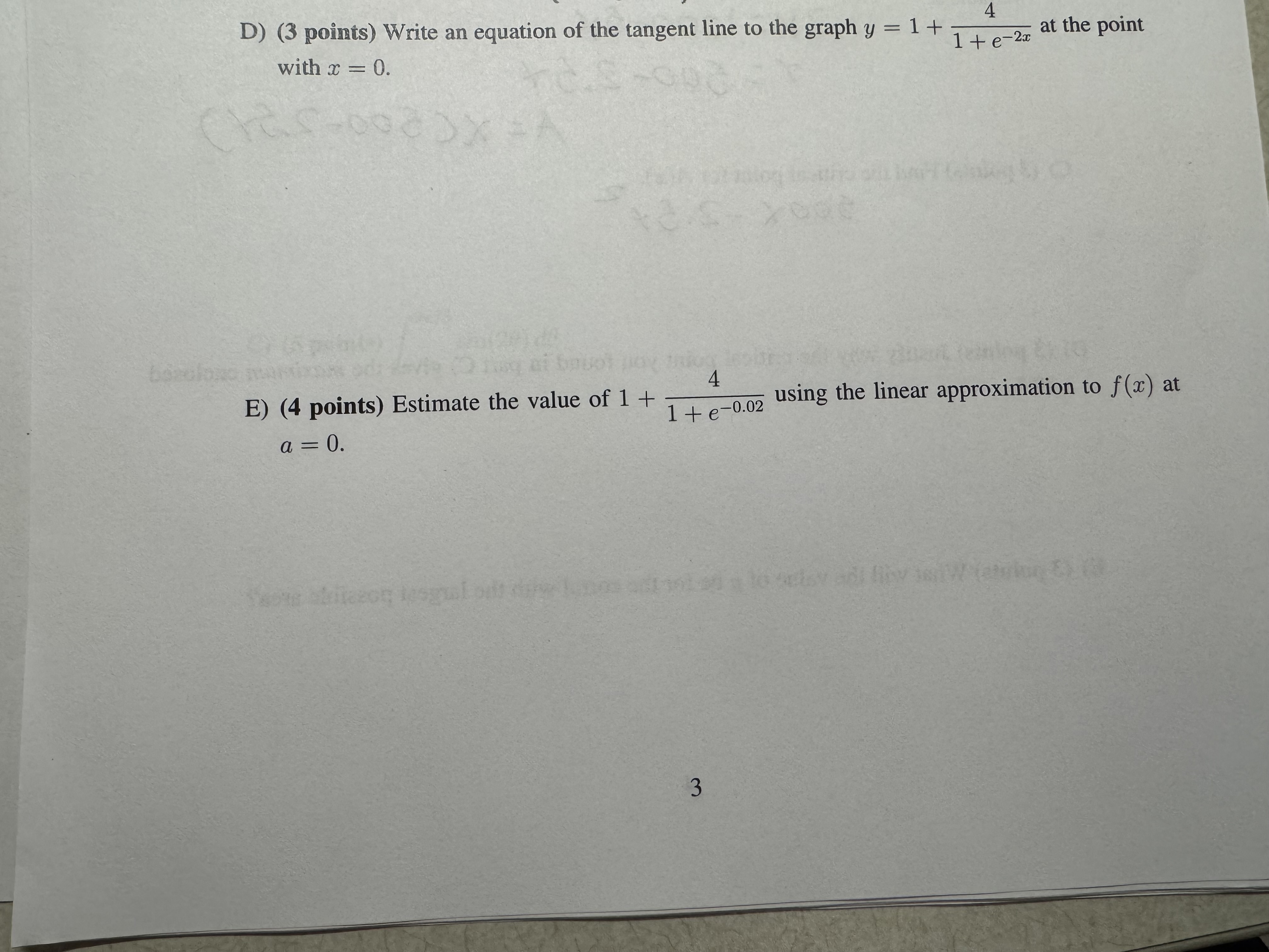 Dy = 1 + ( 4 ) / ( 1 + e ^ ( - 2 x ) ) at the
