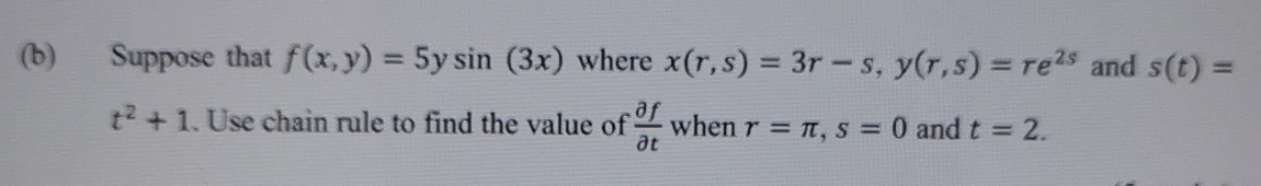 ( b ) Suppose that f ( x , y ) = 5 y s i n ( 3 x