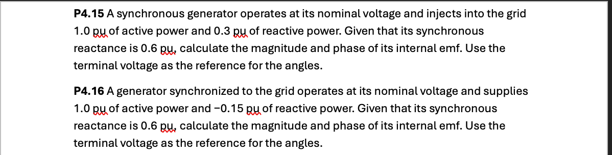 P 4 . 1 5 A synchronous generator operates at its