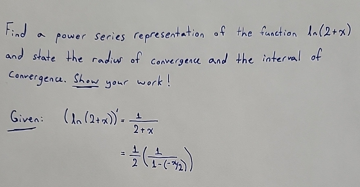 Find a power series representation of the
