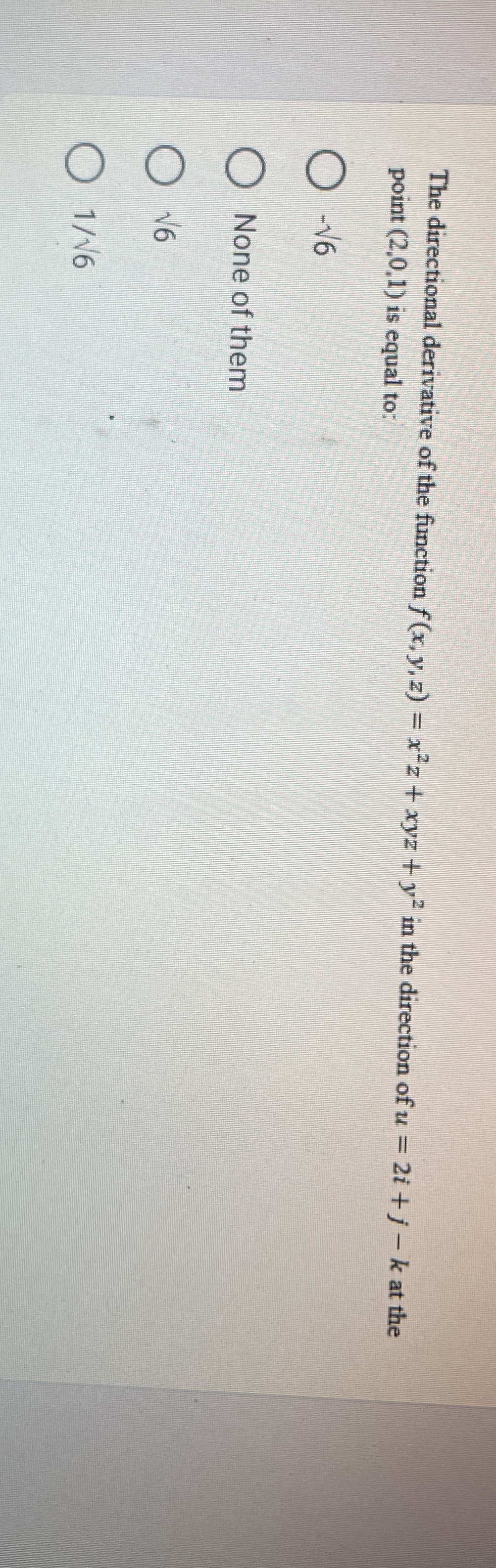 The directional derivative of the function f ( x