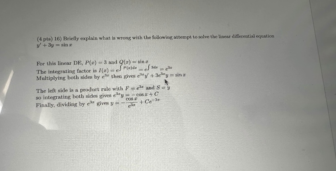 ( 4 pts ) 1 6 ) Briefly explain what is wrong