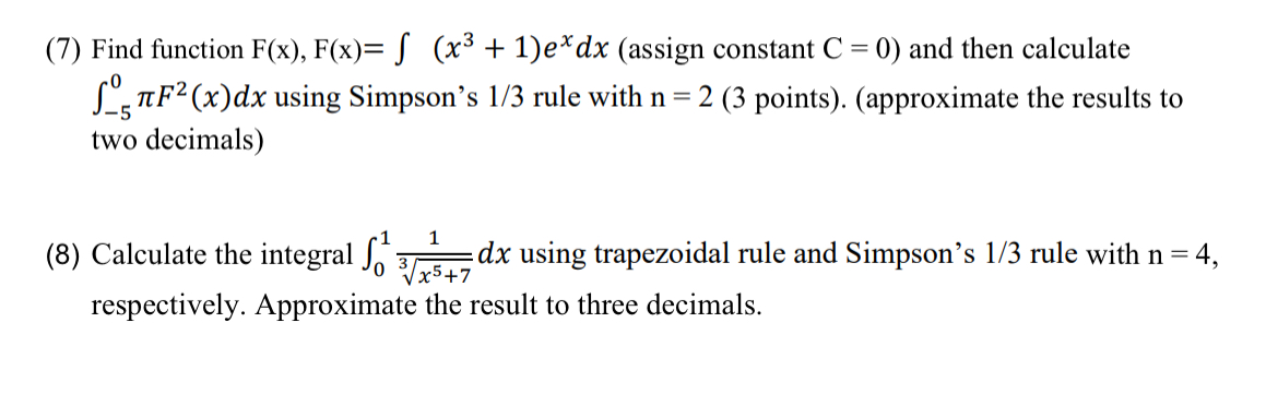 ( 7 ) Find function F ( x ) , F ( x ) = ( x 3 + 1