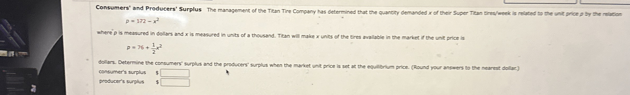 p = 1 7 2 - x 2 where p is measured in dollars