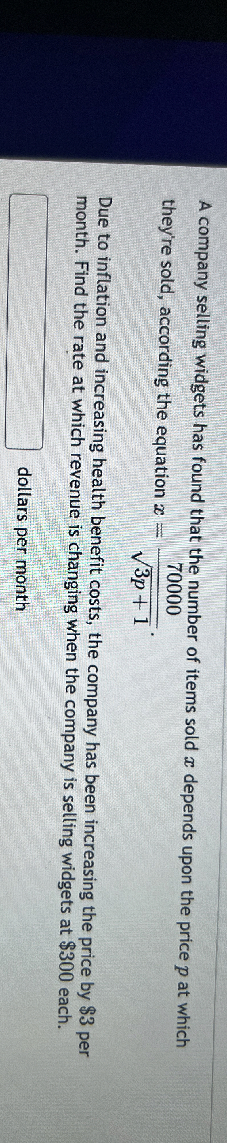 A company selling widgets has found that the