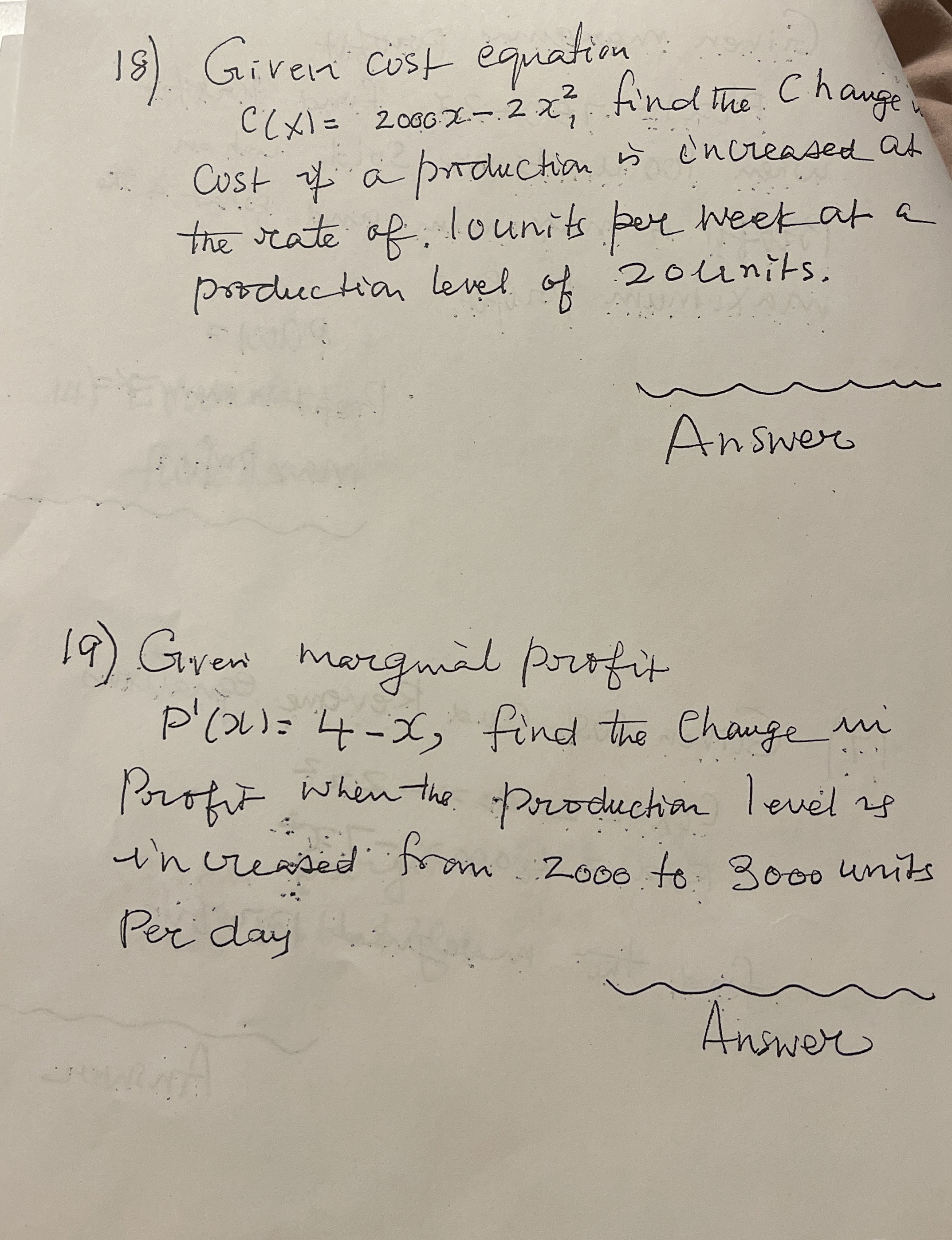 Giver cost equation c ( x ) = 2 0 0 0 x - 2 x 1 2