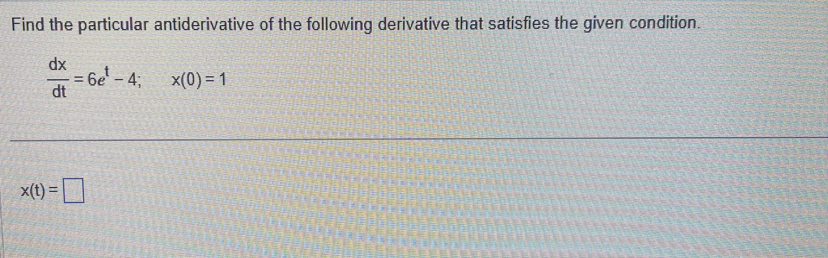 Find the particular antiderivative of the